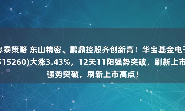 忠泰策略 东山精密、鹏鼎控股齐创新高！华宝基金电子ETF(515260)大涨3.43%，12天11阳强势突破，刷新上市高点！